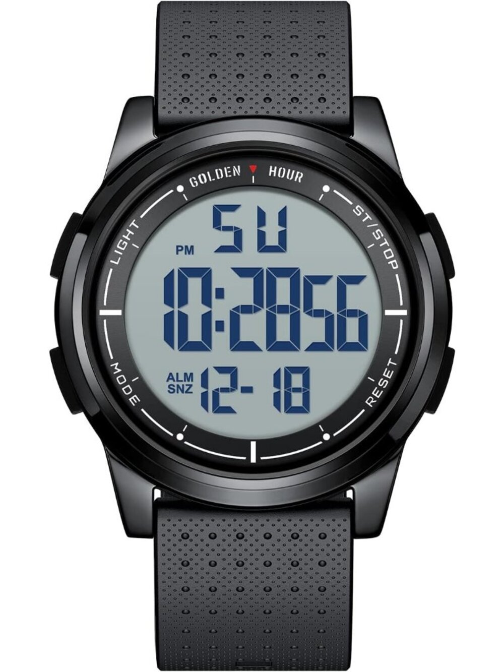 Men's Black Rubber Strap Ultra-Thin Minimalist Sport Waterproof Digital Watch